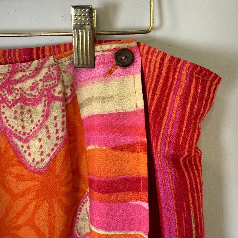 VTG Sigrid Olsen Sport Wrap Skirt Women's Size 12 Orange Pink‎ Floral Tropical - Picture 2 of 11